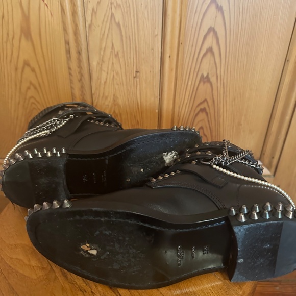 Saint Laurent Leather Patterned Moto Boots - Picture 9 of 9